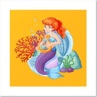 Mermaid Cartoon Posters and Art